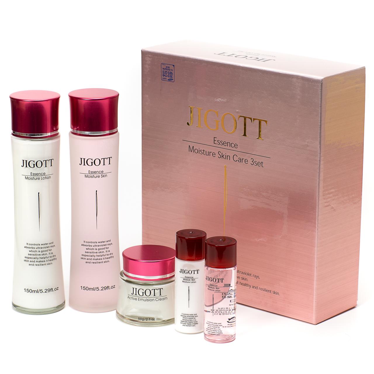 Jigott Набор увлажняющий для ухода за лицом Essence Moisture Skin Care 3set, 150 мл+150 мл+50 мл