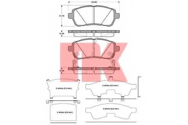 Комплект колодок для дисковых тормозов для MAZDA, FORD, DAIHATSU, SUZUKI, SUBARU NK 222573