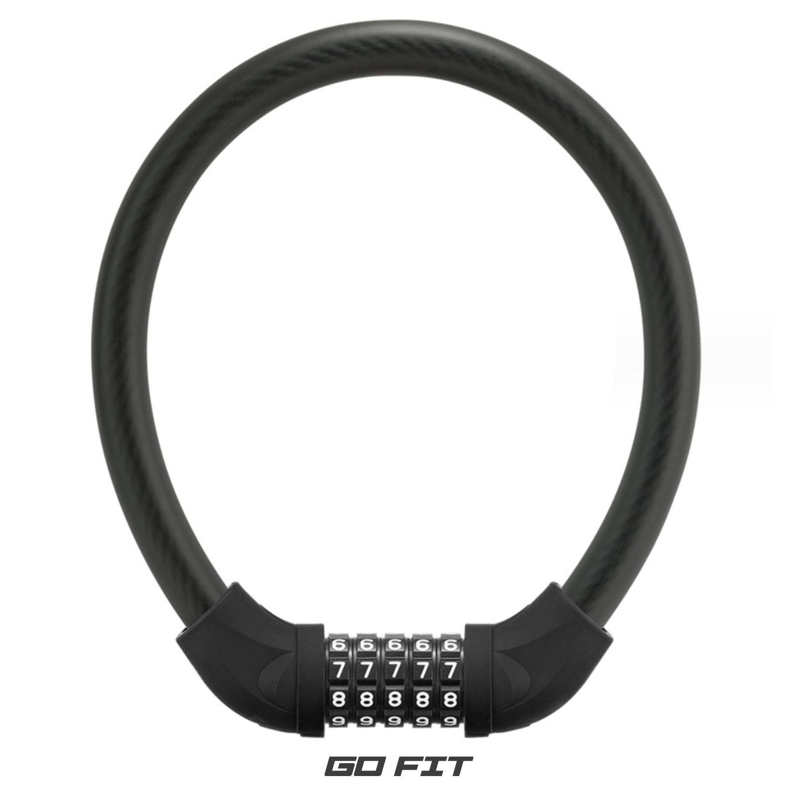 Замок велосипедный GO FIT Active Lock 570 mm с кодом, противоугонный трос кодовый, аксессуары для защиты коляски, велосипеда, самоката, электросамоката, черный