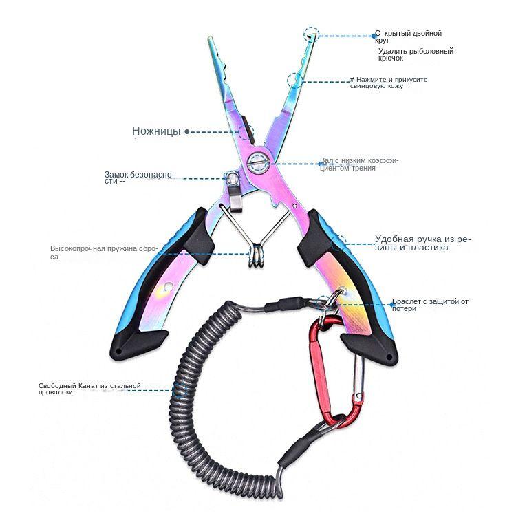 Ножницы рыболовные/ Плоскогубцы из нержавеющей стали с титановым покрытием/16,1*5,8 см