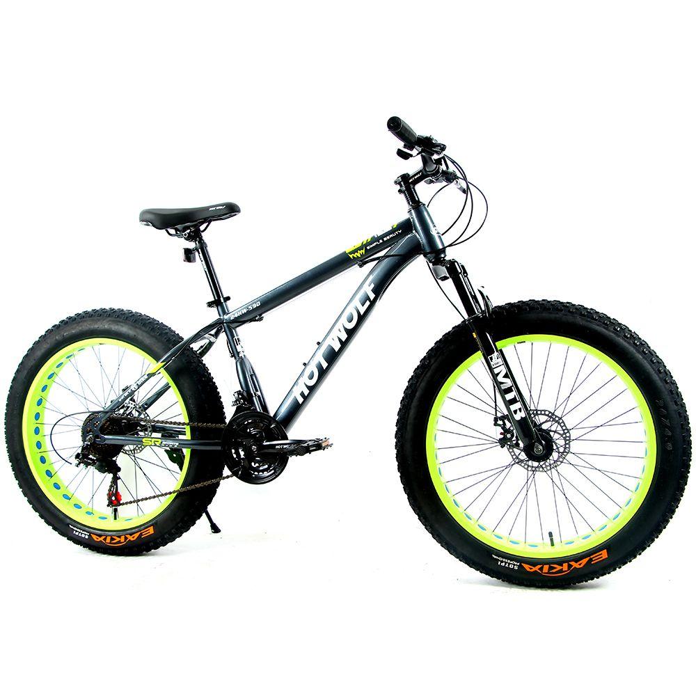 Велосипед Fat-bike, 24HW-590  24-дюймовый велосипед , рама из высокоуглеродистой стали, 24 скорости, шины 4.0, светящийся логотип, подходит для роста 140-165 см, нагрузка 150 кг