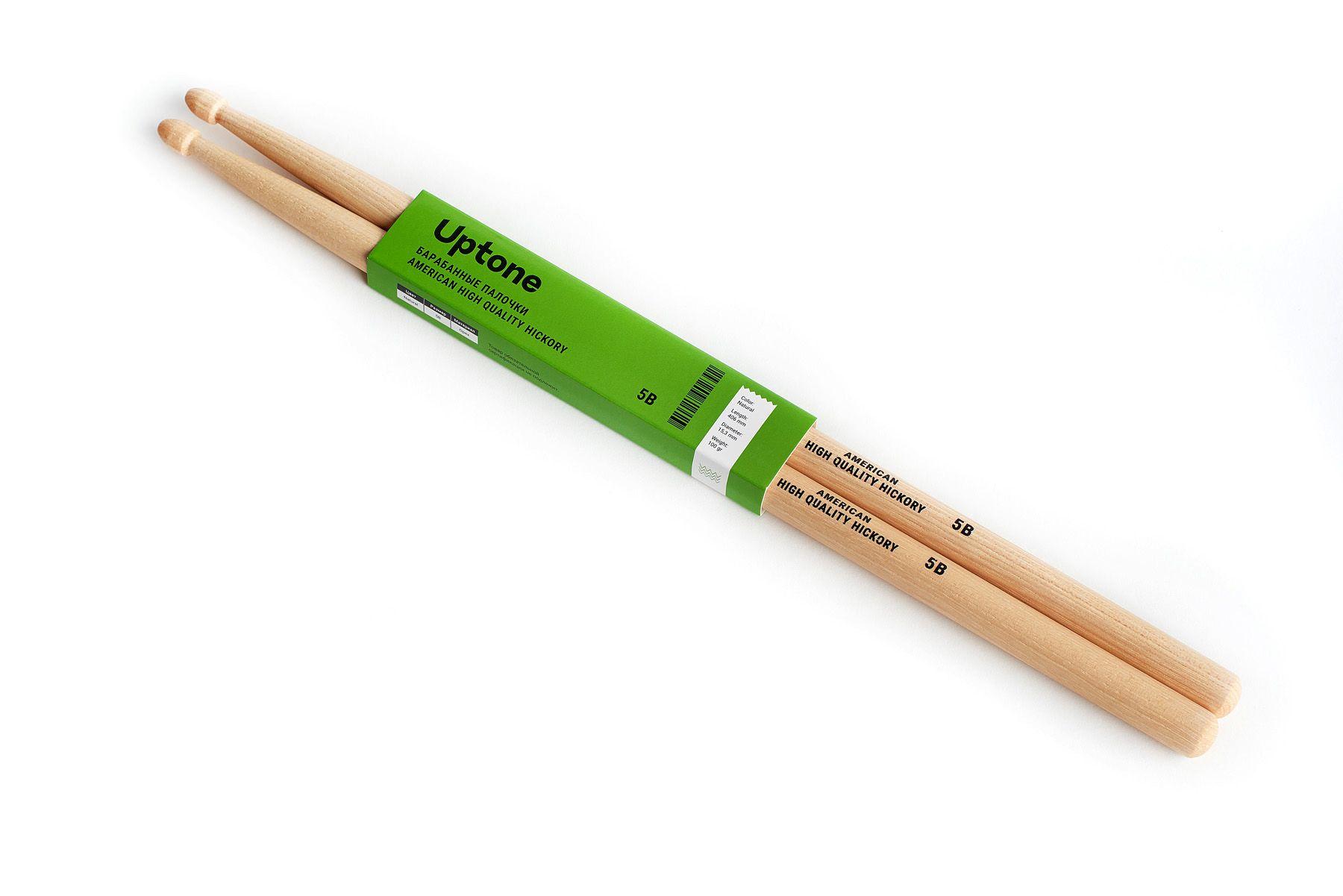 UPTONE American High Quality Hickory 5B барабанные палочки, орех, деревянный наконечник, цвет - натуральный