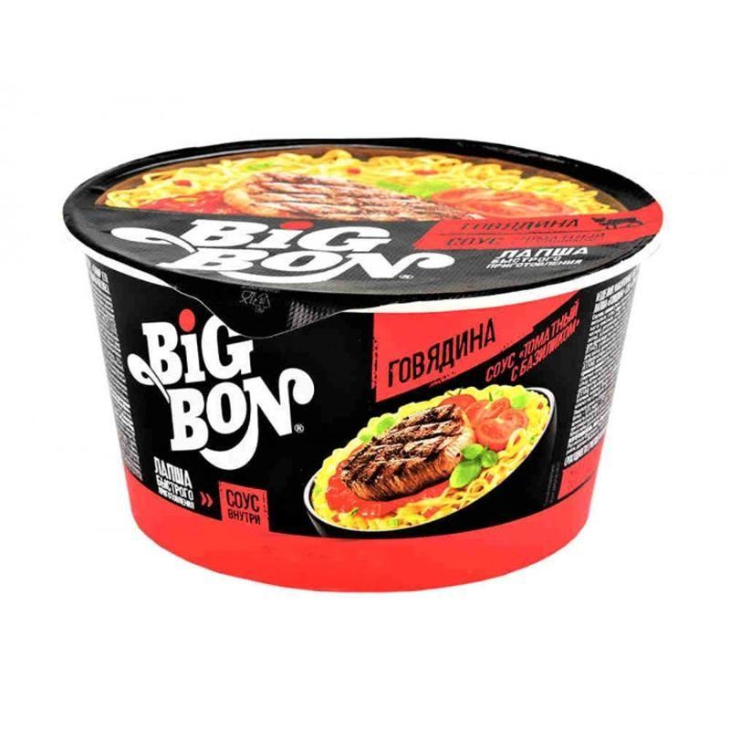 Лапша Big Bon Говядина + соус Томатный с базиликом 85г. 24шт.