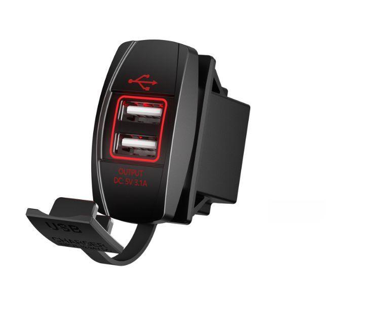 Розетка USB встраиваемая в авто 12V / 24V (DC 5V, 3.1А) 2USB