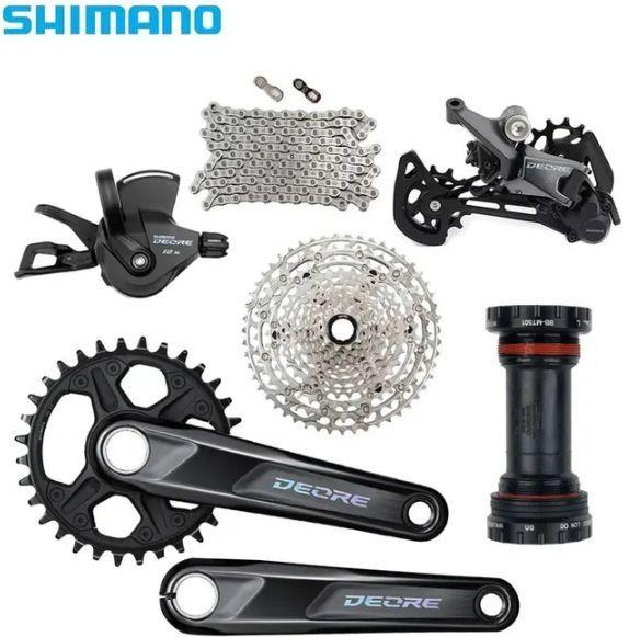 SHIMANO DEORE M6100 1x12-скоростной комплект трансмиссии (шатуны FC/центральный вал MT501/SL-R, задний переключатель RD-SGS, маховик CS, цепь CN) комплект из 6 предметов