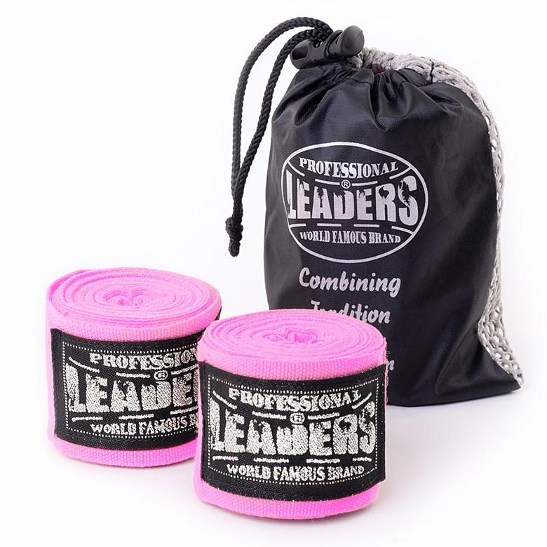 Бинты боксерские leaders semi elastic розовые