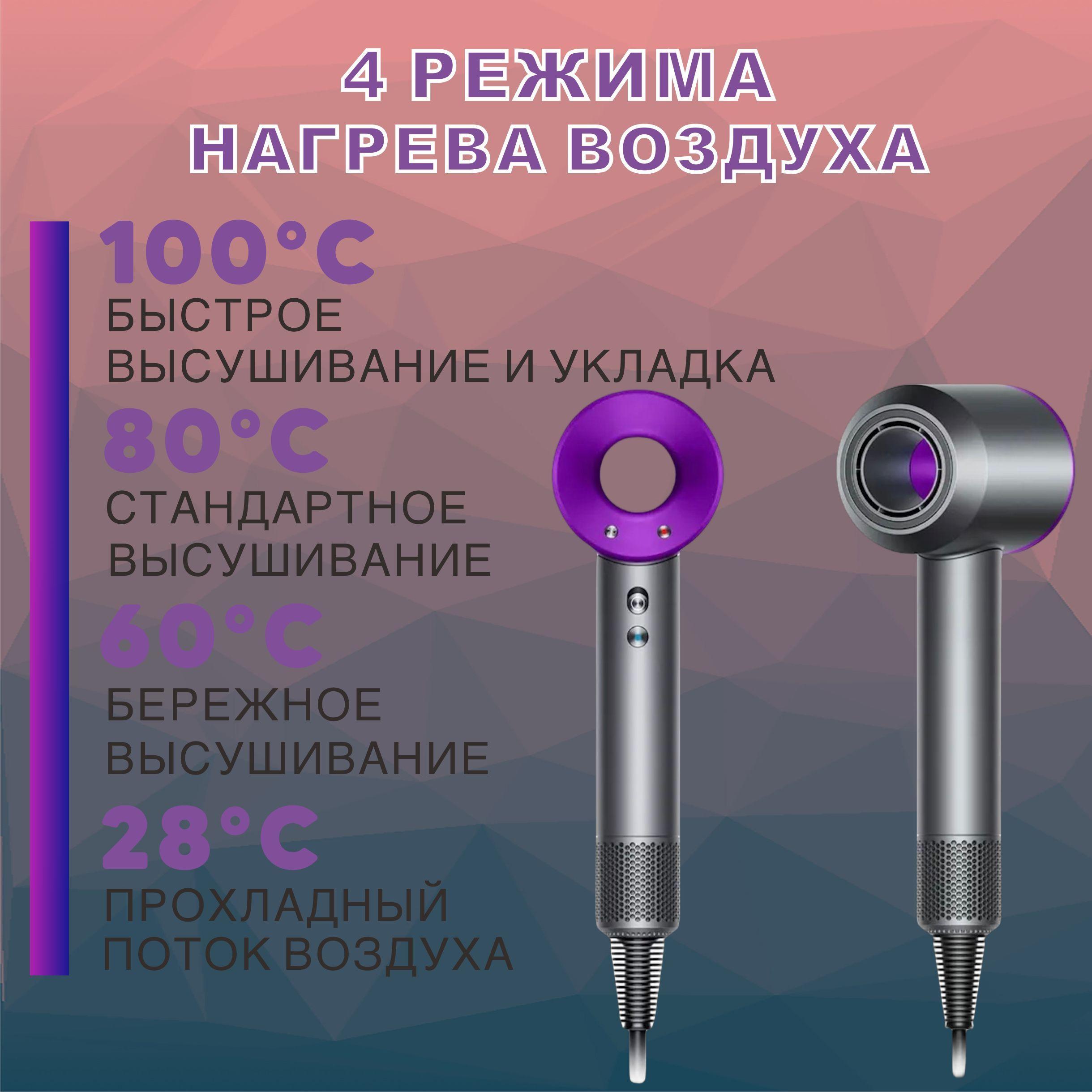 Фен для волос Super Hair Dryer 1600 Вт, скоростей 3, кол-во насадок 1, фиолетовый