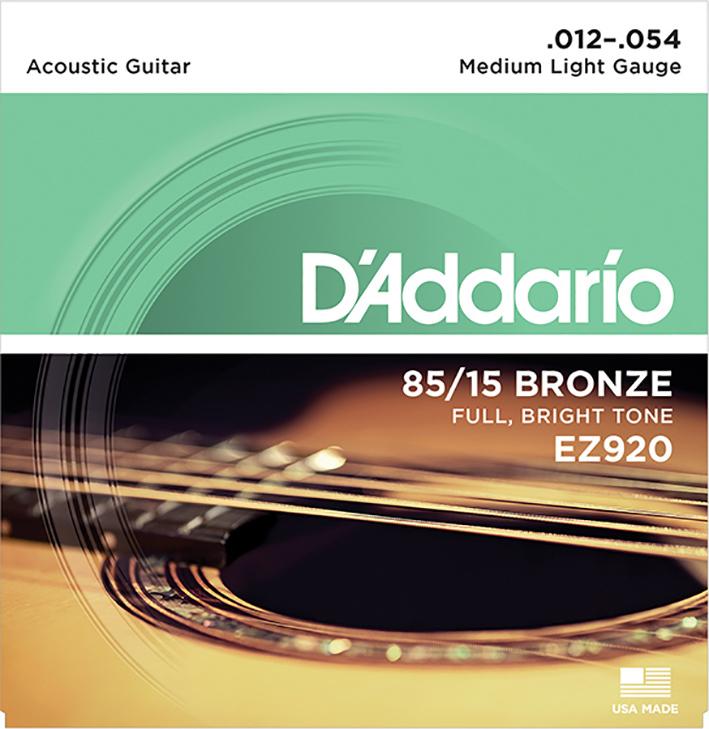 Комплект струн для акустической гитары D'Addario EZ920, Medium Light 12-54