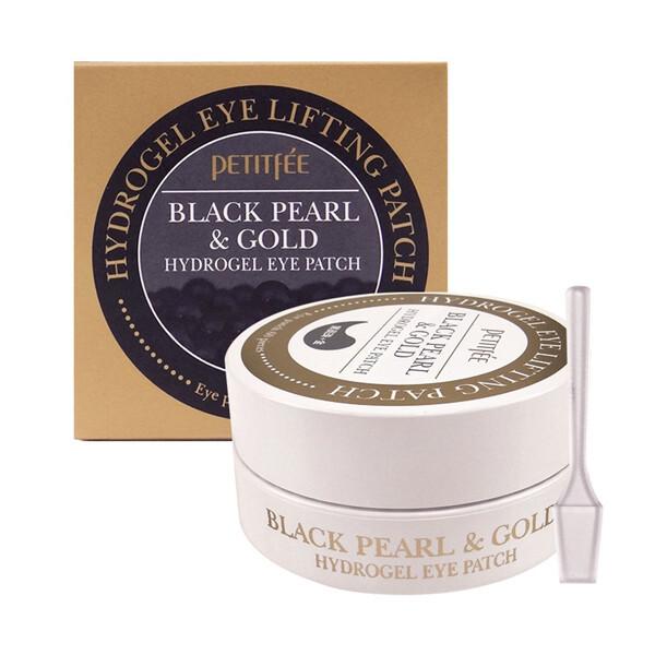 Petitfee Гидрогелевые патчи для глаз Black Pearl & Gold Eye Patch с черным жемчугом и золотом для лифтинга кожи, от темных кругов и отеков под глазами (Корейская косметика, Kolef)