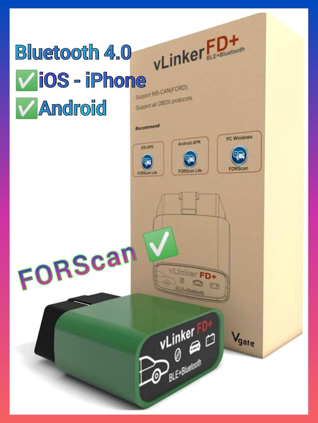 Автосканер Bluetooth 4.0 Vgate Vlinker FD+ для iPhone, Android. Адаптер ELM327 v2.2.