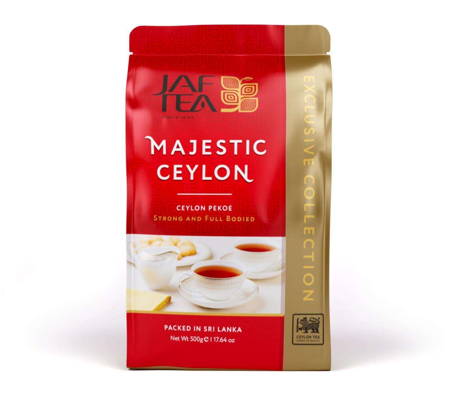 Чай цейлонский JAF TEA "Majestic Ceylon" чёрный листовой, сорт Pekoe, 500 г. м/ уп.