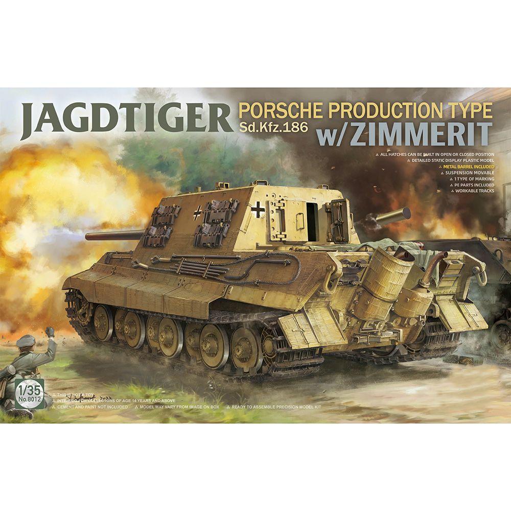 Сборная модель танка TAKOM 1/35 JAGDTIGER PORSCHE PRODUCTION TYPE Sd.Kfz.186 w/ZIMMERIT, масштаб 1/35