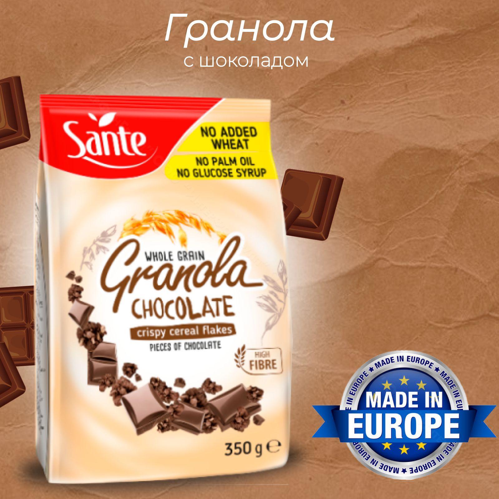 Здоровый продукт | Гранола для завтрака Sante Шоколадная с шоколадом и какао, 350 гр