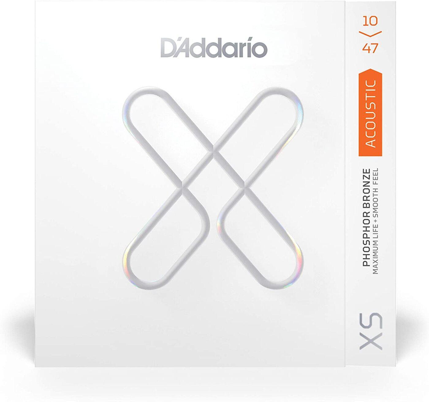 Струны для акустической гитары D'Addario XSAPB1047 10-47, фосфорная бронза с покрытием XS