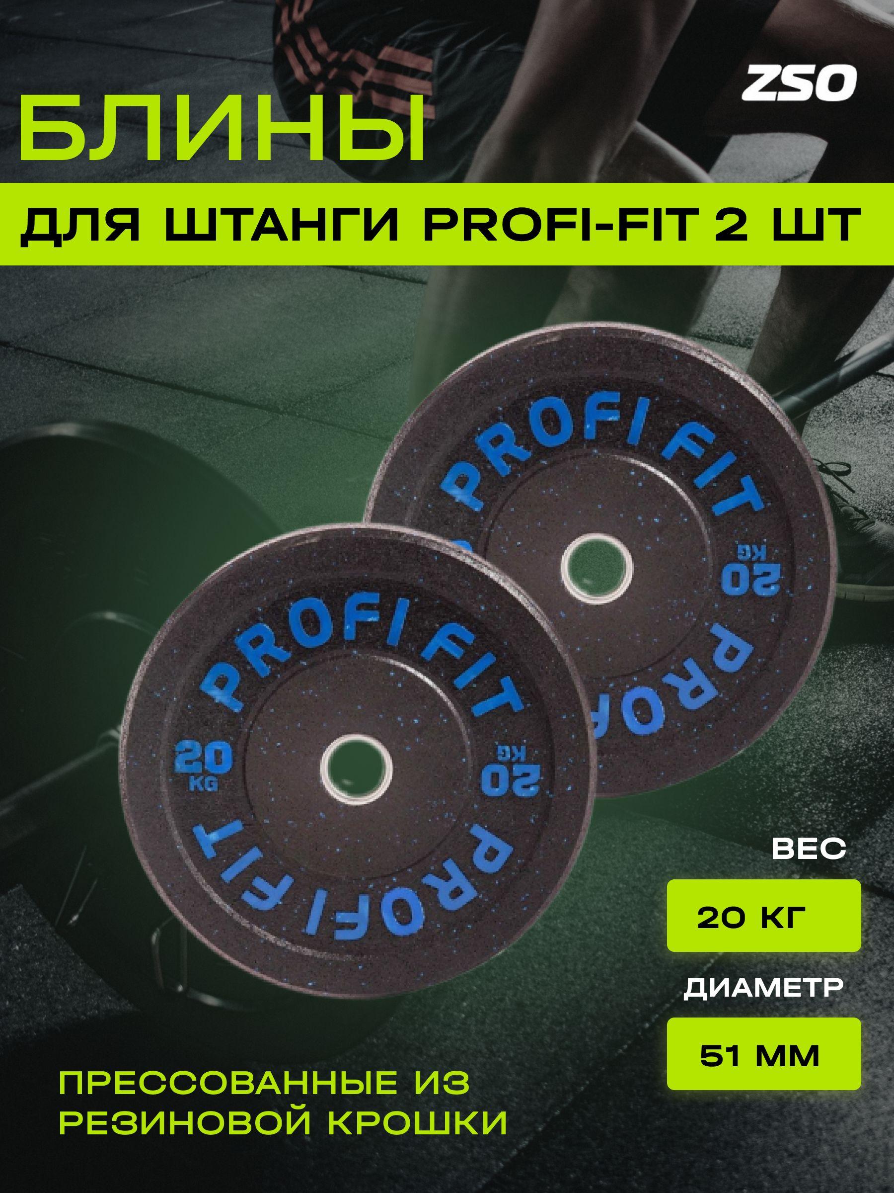 Диски для штанги HI-TEMP с цветными вкраплениями D51 мм PROFI-FIT 20 кг, 2 шт.