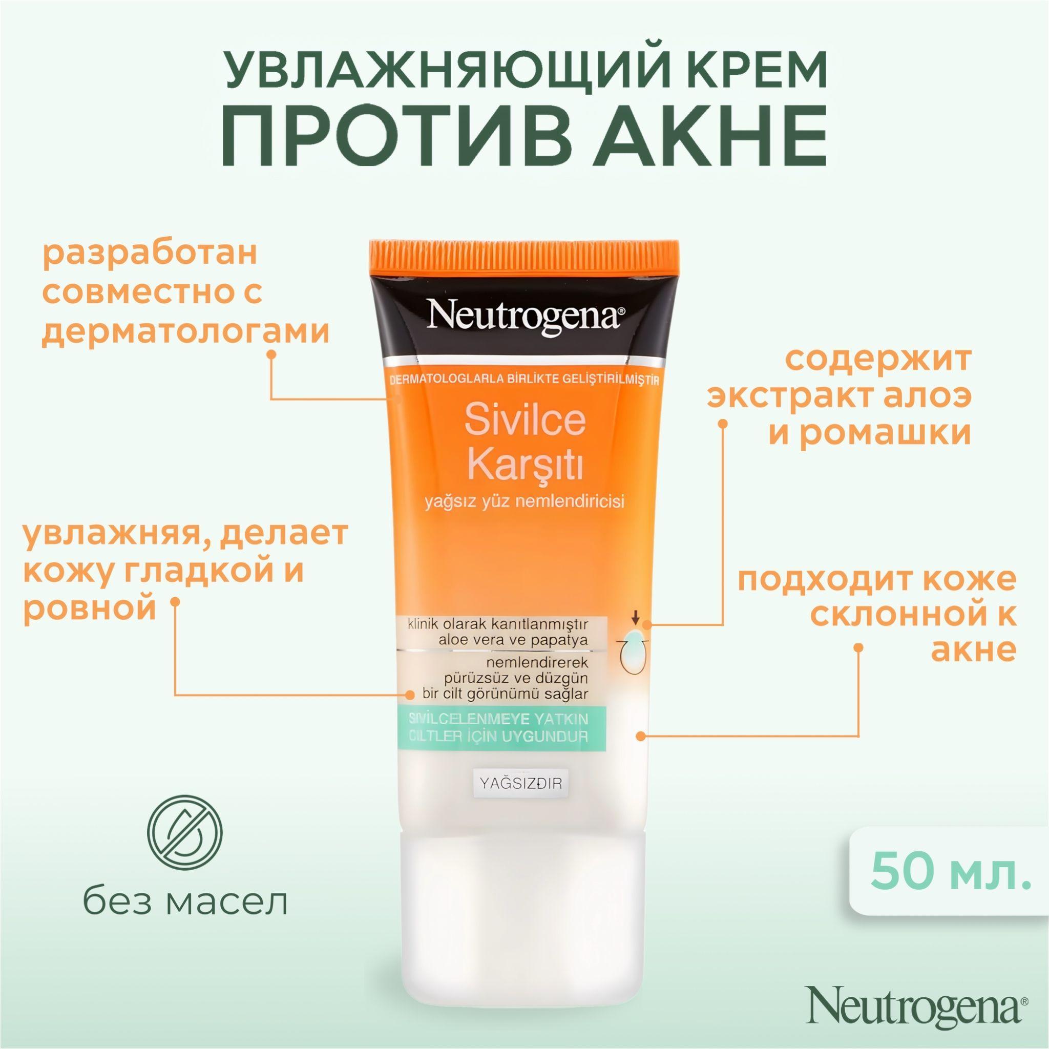 Neutrogena Anti-Acne безмасляный увлажняющий крем для лица 50мл,