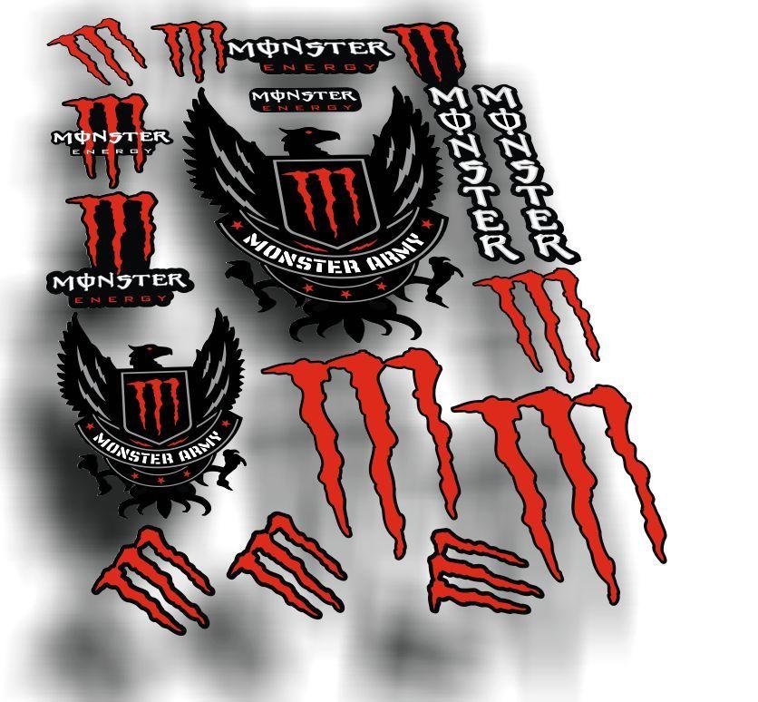 MTB Stickers | Наклейки monster 14шт красный глянцевый, для велосипеда, авто и интерьера, MTB Stickers