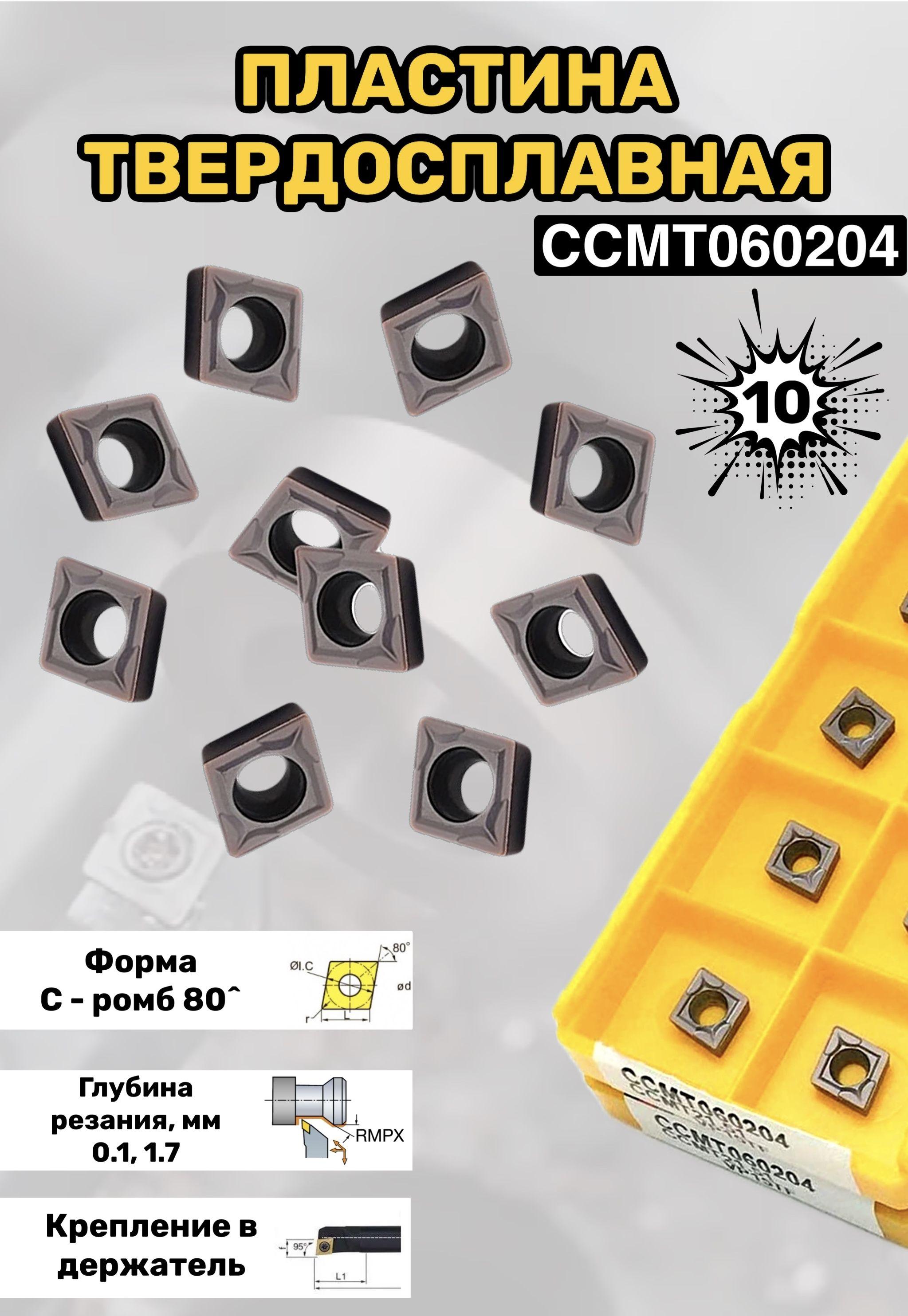 Сменная твердосплавная пластина CCMT060204 VP15TF, 10шт