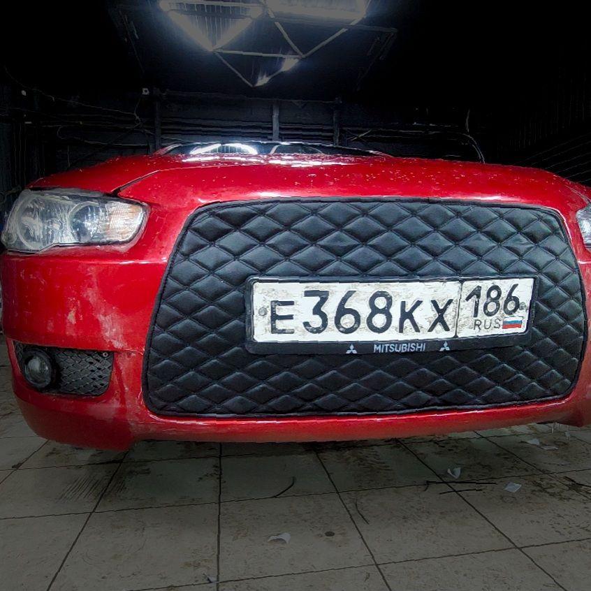 Утеплитель радиатора для Mitsubishi LancerX 2007-2015 г.в./чёрный ромб