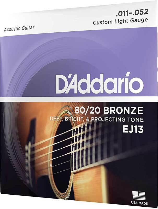 Струны для акустической гитары D'Addario EJ13 Bronze 80/20 Custom Light 11-52