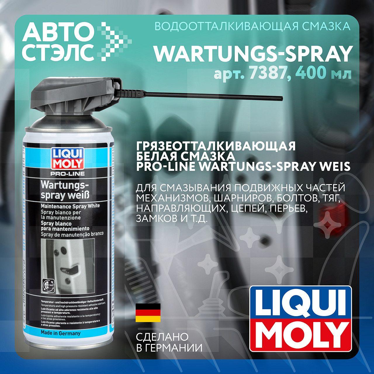 Грязеотталкивающая белая смазка LIQUI MOLY 7387 Pro-Line Wartungs-Spray weiss 400 мл