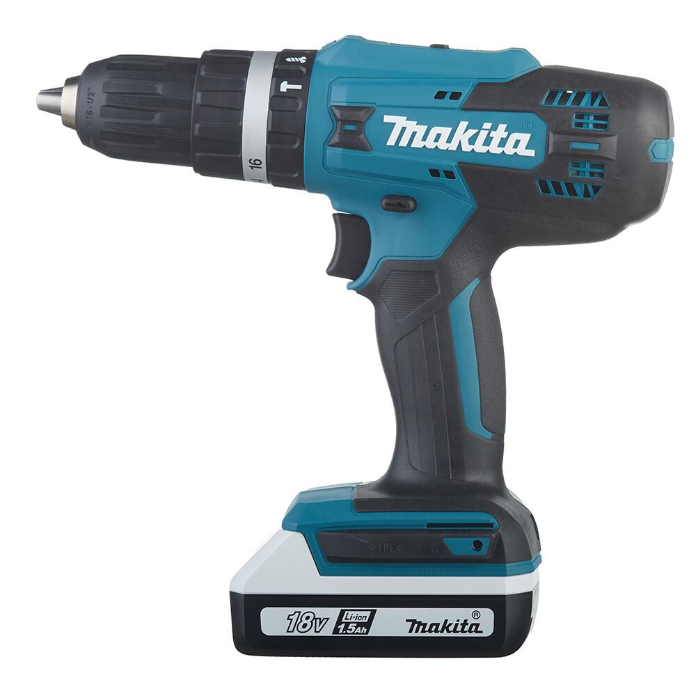 Дрель-шуруповерт аккумуляторная ударная Makita HP488D002 18В 1,5Ач Li-Ion 2 АКБ иЗУ