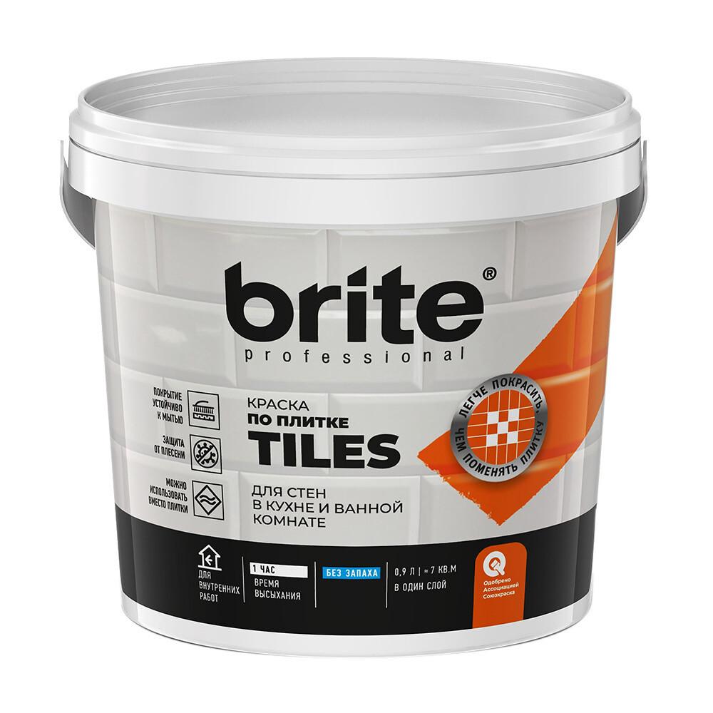 Краска влагостойкая Brite по плитке база А белая 0,9 л