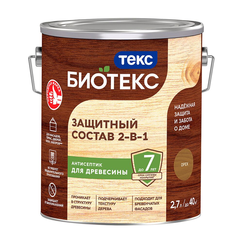 Антисептик Текс Bioteks 2-в-1 декоративный для дерева орех 2,7 л