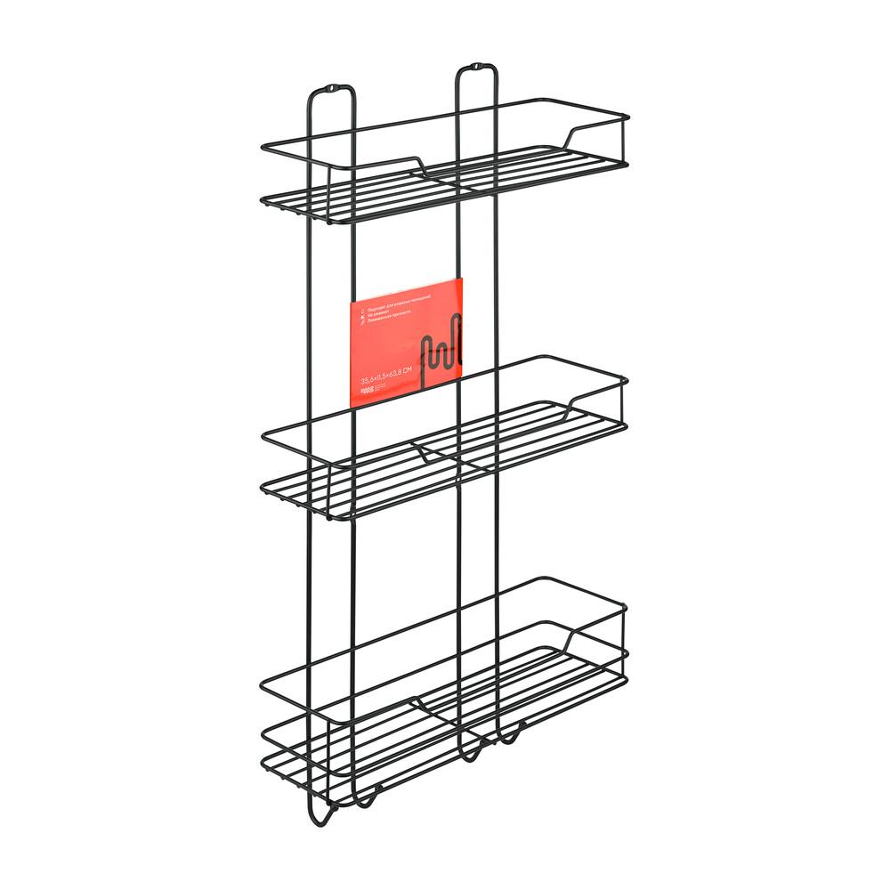 Полка для ванной ЧМЗ Лофт трехъярусная 220х220х320 мм металл черная (513-003-01)