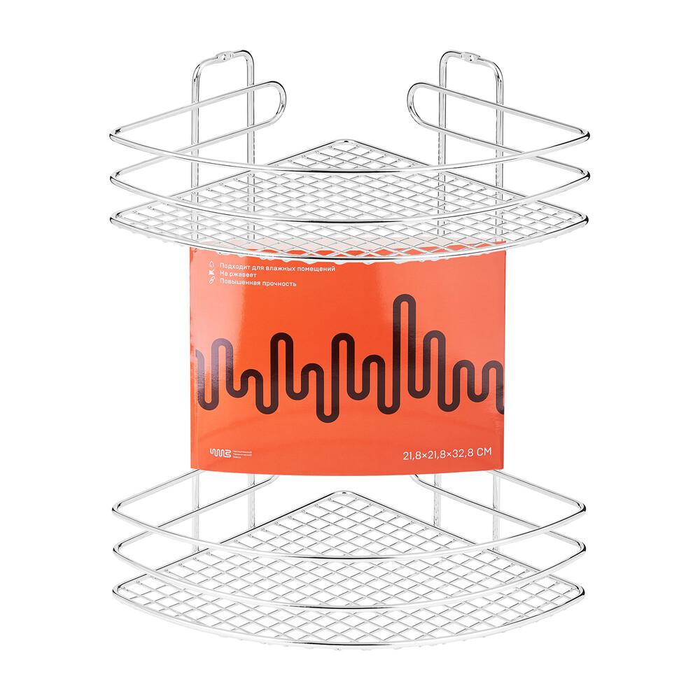 Полка для ванной ЧМЗ угловая двухъярусная 222х222х638 мм металл хром (501-005-09)