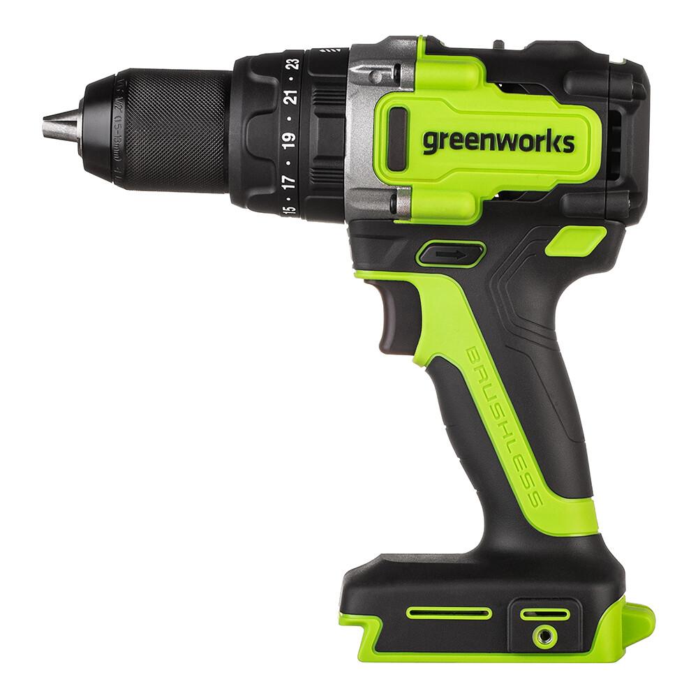 Дрель-шуруповерт аккумуляторная ударная бесщеточная Greenworks GD24DD140 24В Li-Ion без АКБ и ЗУ (3707607)