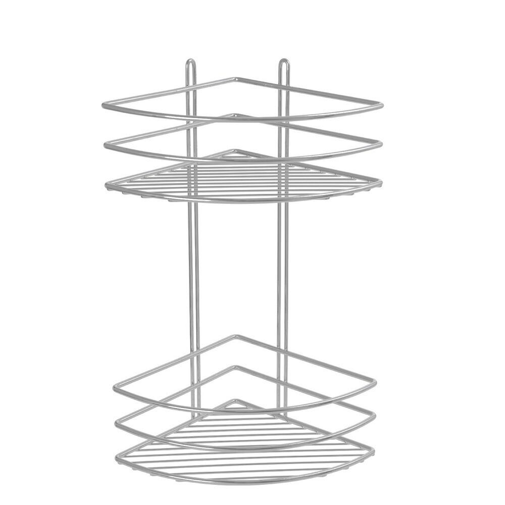 Полка для ванной Fixsen Муар угловая двухъярусная 275х200х380 мм металл серая (710-2)
