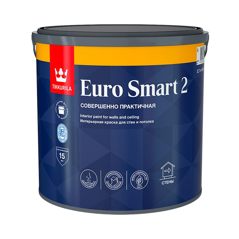 Краска интерьерная Tikkurila Euro Smart 2 база А белая 2,7 л