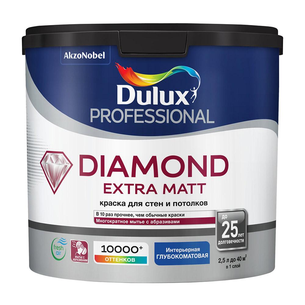 Краска моющаяся Dulux Diamond Extra Matt база BС бесцветная 2,5 л