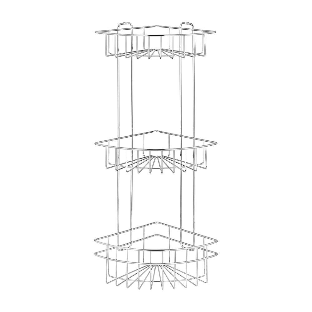 Полка для ванной ЧМЗ Кашалот угловая трехъярусная 229х229х683 мм металл хром (507-006-01)