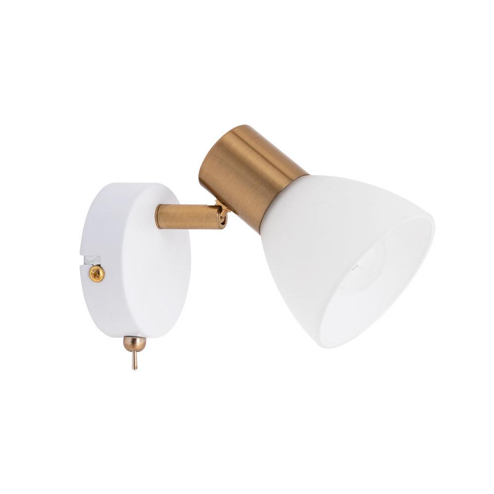 Спот настенный Arte Lamp E14 40 Вт 2 кв.м белый/золото IP20 (A3117AP-1WH)