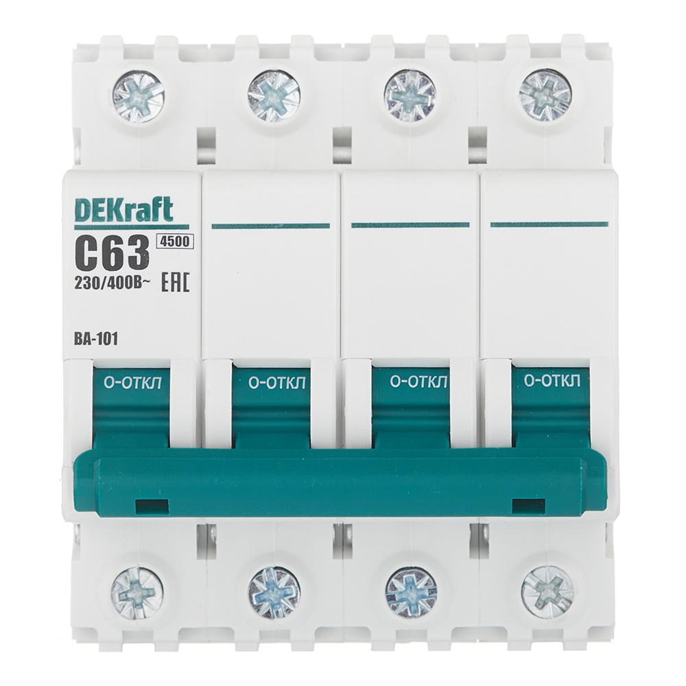 Автоматический выключатель модульный Dekraft BA-101 4Р 63А тип C 4,5 кА 230-400 В (11096DEK)
