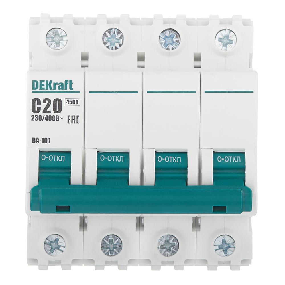 Автоматический выключатель модульный Dekraft BA-101 4Р 20А тип C 4,5 кА 230-400 В (11091DEK)