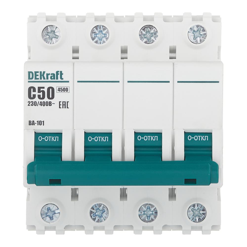 Автоматический выключатель модульный Dekraft BA-101 4Р 50А тип C 4,5 кА 230-400 В (11095DEK)
