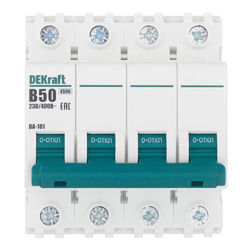 Автоматический выключатель модульный Dekraft BA-101 4Р 50А тип B 4,5 кА 230-400 В (11047DEK)