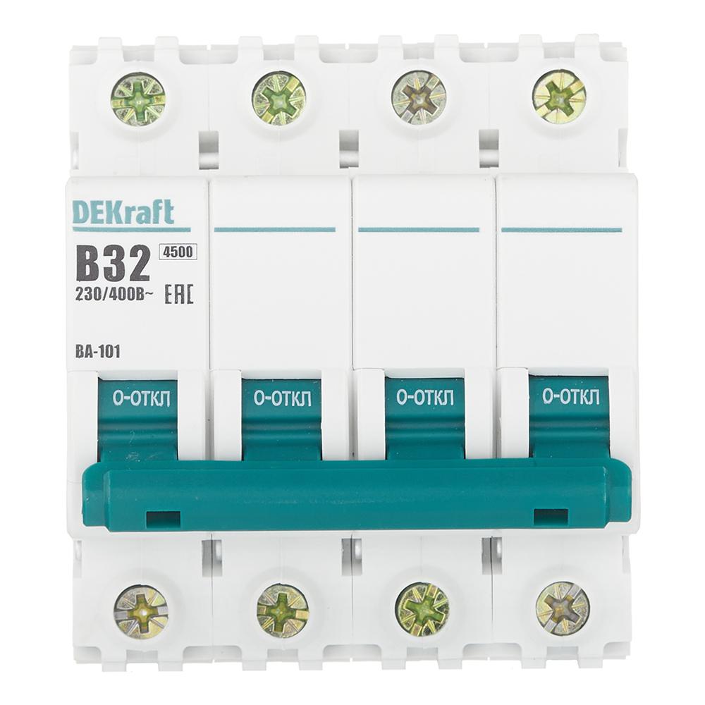 Автоматический выключатель модульный Dekraft BA-101 4Р 32А тип B 4,5 кА 230-400 В (11045DEK)