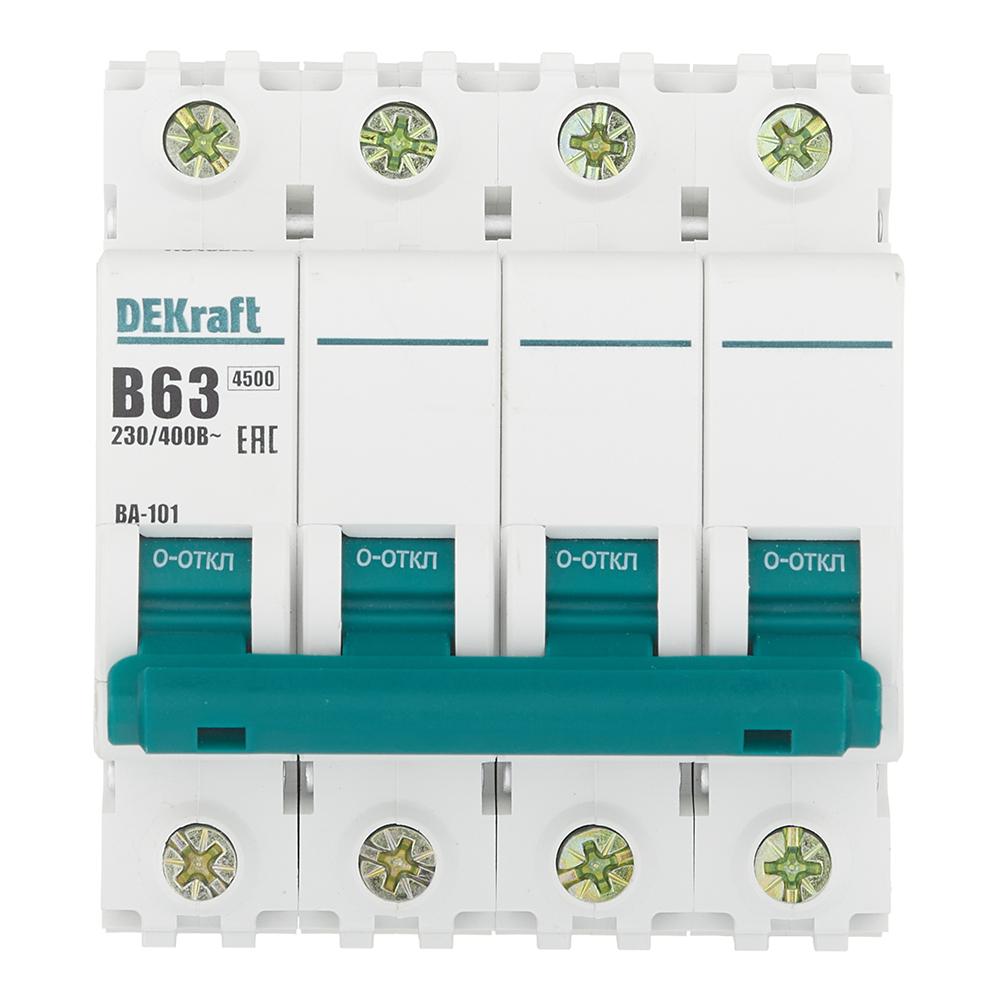 Автоматический выключатель модульный Dekraft BA-101 4Р 63А тип B 4,5 кА 230-400 В (11048DEK)