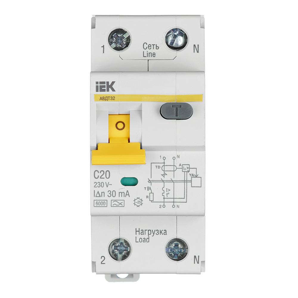 Автомат дифференциальный IEK Karat АВДТ-32 20А 30 мА 1P+N тип AC 6 кА (MAD22-5-020-C-30)