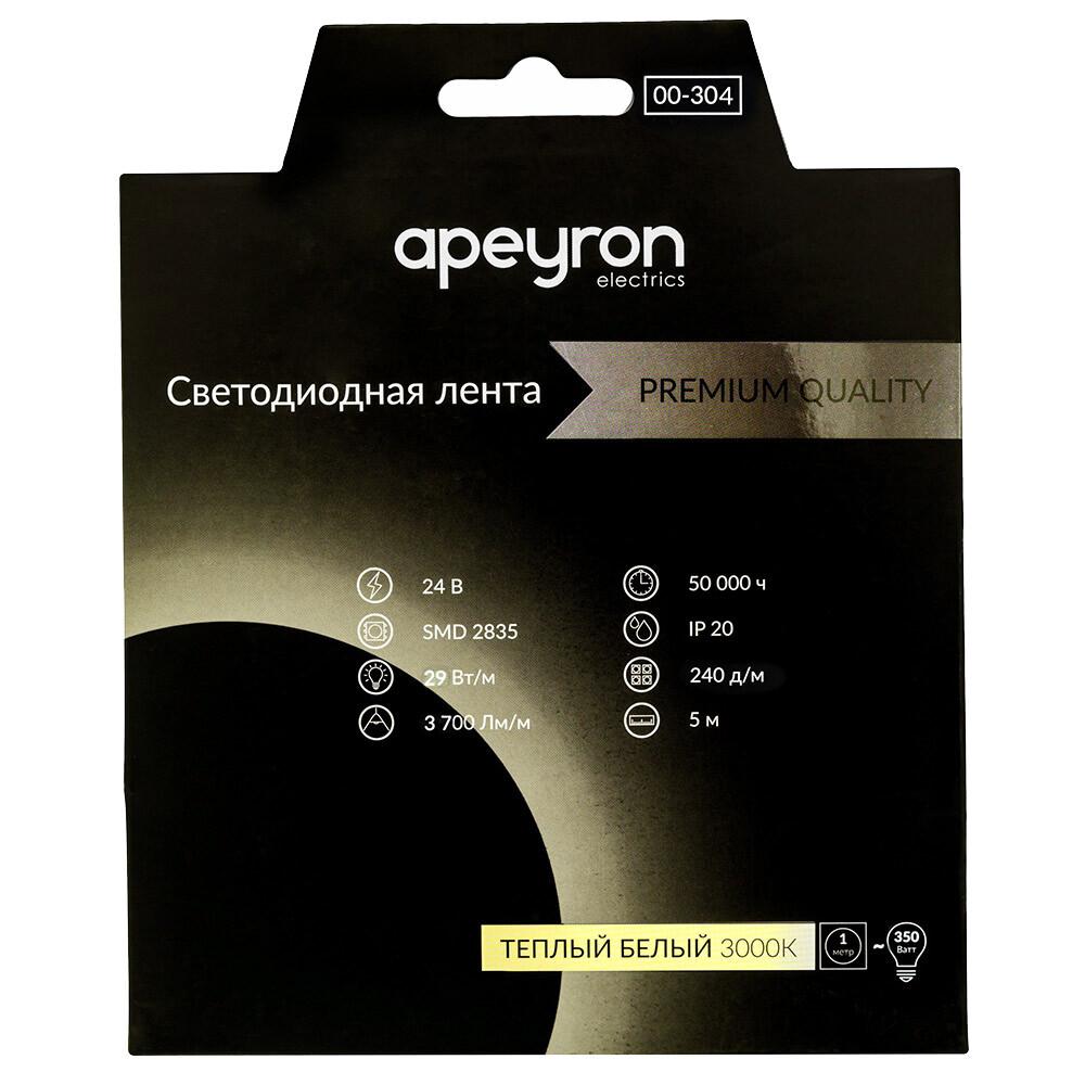 Лента светодиодная SMD 2835 Apeyron RAY PRO (000304) 3000К 38 Вт 24 В IP20 5 м