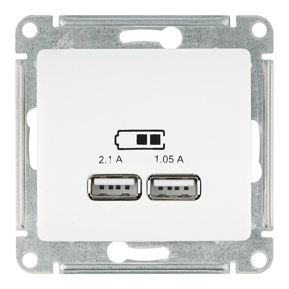 Розетка USB Systeme Electric Glossa встраиваемая белая 2хUSB-A (GSL000133)