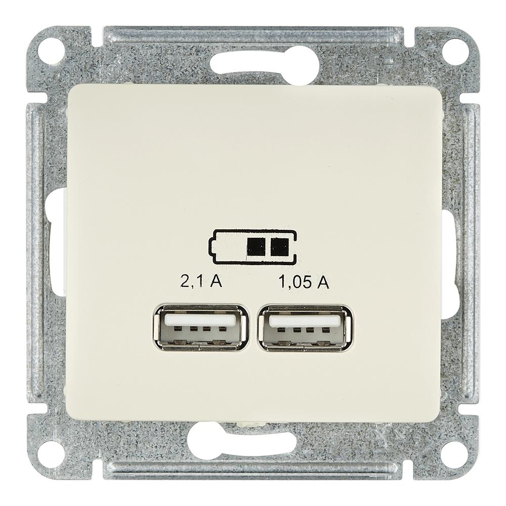 Розетка USB Systeme Electric Glossa встраиваемая бежевая 2хUSB-A (GSL000233)