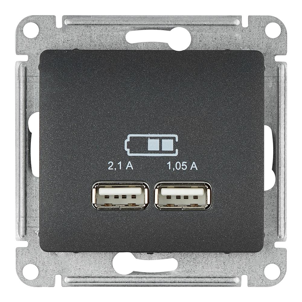 Розетка USB Systeme Electric Glossa встраиваемая антрацит 2хUSB-A (GSL000733)