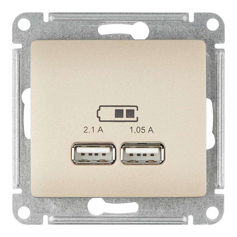 Розетка USB Systeme Electric Glossa встраиваемая титан 2хUSB-A (GSL000433)