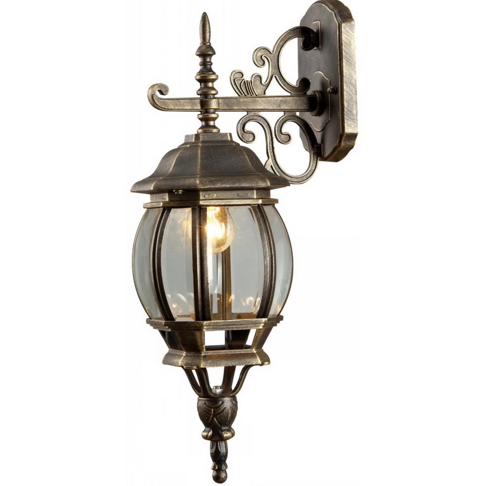 Светильник садово-парковый настенный Arte Lamp Atlanta черно-золотой E27 75 Вт IP43 (A1042AL-1BN)