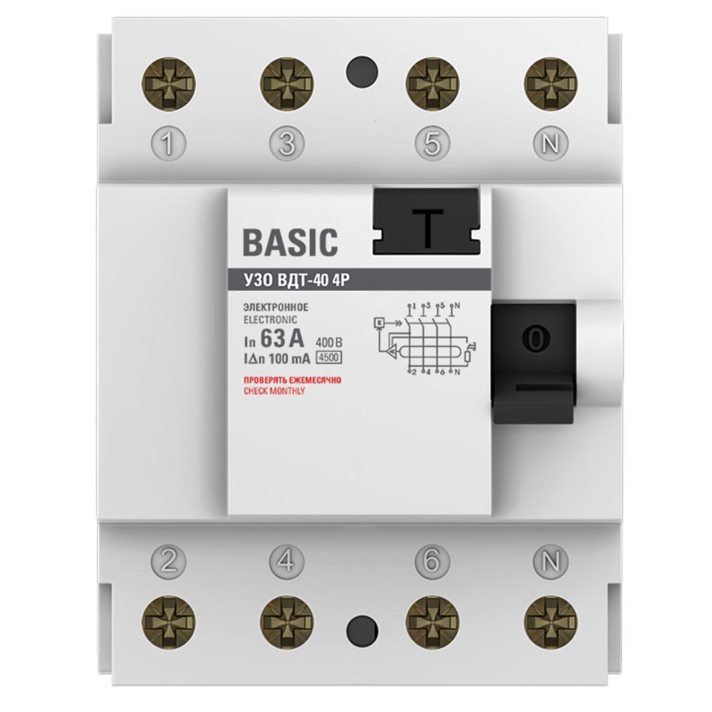 УЗО EKF Basic ВДT-40 63А 100 мА 4P тип AC 4,5 кА компактное (elcb-4-63-100e-sim)